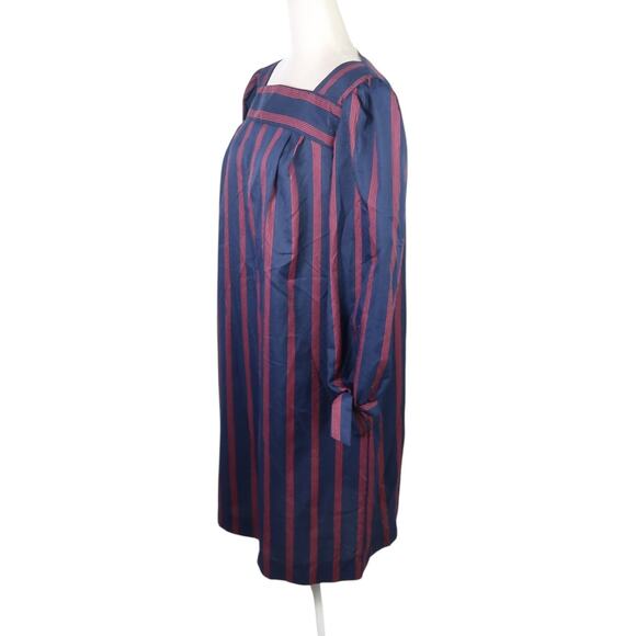 Vintage 80s Lorac Original navy blue and red striped loose midi dress 14 - Picture 3 of 7